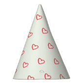 赤いハート柄、かわいい、愛 パーティーハット (右)