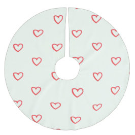 赤いハート柄、かわいい、愛 ブラッシュドポリエステルツリースカート