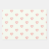 赤いハート柄、かわいい、愛 ラッピングペーパーシート (正面2)