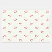 赤いハート柄、かわいい、愛 ラッピングペーパーシート (正面)