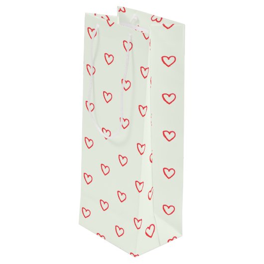 赤いハート柄、かわいい、愛 ワインギフトバッグ (裏面アングル)