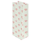 赤いハート柄、かわいい、愛 ワインギフトバッグ (正面アングル)