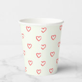 赤いハート柄、かわいい、愛 紙コップ (右)
