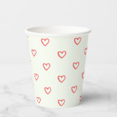 赤いハート柄、かわいい、愛 紙コップ (正面)