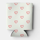 赤いハート柄、かわいい、愛 缶クーラー (正面)