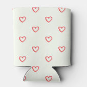 赤いハート柄、かわいい、愛 缶クーラー (裏面)