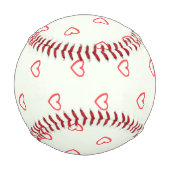 赤いハート柄、かわいい、愛 野球ボール (正面)