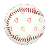 赤いハート柄、かわいい、愛 野球ボール (正面左)