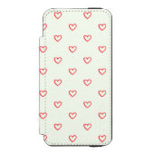 赤いハート柄、かわいい、愛 INCIPIO iPhoneウォレットケース (フォリオ 正面)