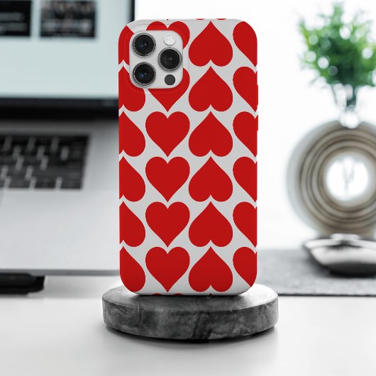 赤いハート柄 ロマンティック ラブ iPhoneケース