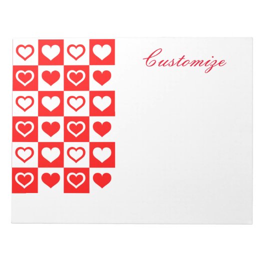 赤いハート格子模様サンダー_コーブ ノートパッド (正面)