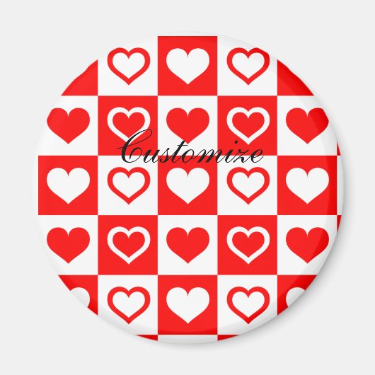 赤いハート格子模様サンダー_コーブ マグネット (正面)