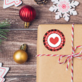 赤いハート格子状の北極エアメール ラウンドシール