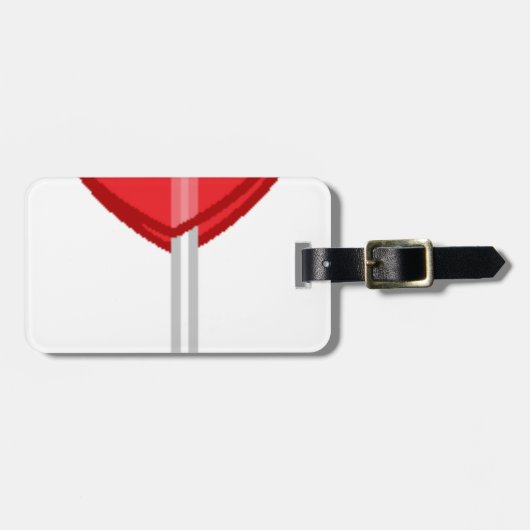 赤いハート棒つきキャンデー ラゲッジタグ (正面横)