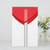 赤いハート棒つきキャンデー 便箋 (スタンド正面)
