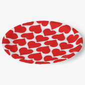 赤いハート模様 ペーパープレート (アングル)