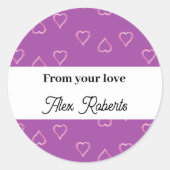 赤いハート模様 ラウンドシール (正面)