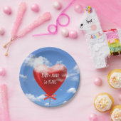 赤いハート気球50周年記念 ペーパープレート (パーティー)