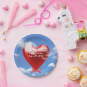 赤いハート気球 ペーパープレート (パーティー)