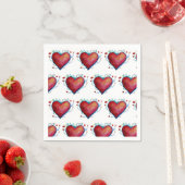 赤いハート水カラーハート結婚ズナプキン スタンダードカクテルナプキン (インサイチュ)