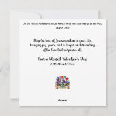 赤いハート水色バレンタインマウスクリスチャン シーズンカード (裏面)