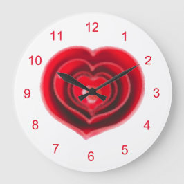 赤いハート油絵のバレンタイン ラージ壁時計