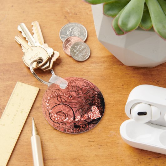 赤いハート渦 キーホルダー (デスク)