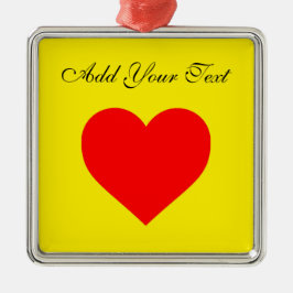 赤いハート熱パーソナライズされた メタルオーナメント