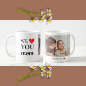 赤いハート独身の愛するママ写真 コーヒーマグカップ