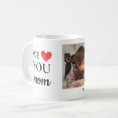 赤いハート独身の愛するママ写真 コーヒーマグカップ (正面左)