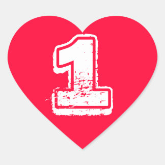 赤いハート番号ステッカー ハートシール