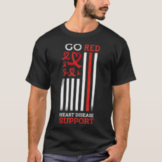 赤いハート病サポートハート病アウェレン Tシャツ