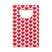 赤いハート白の背景パーソナライズされたカスタム クレジットカード栓抜き (裏面)