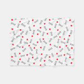 赤いハート白骨の犬または犬の恋人 フリースブランケット (正面(横))