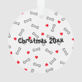 赤いハート白骨ドッグフォト オーナメント (裏面)