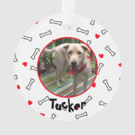 赤いハート白骨ドッグフォト オーナメント