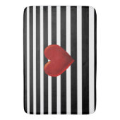赤いハート白黒ストライプ バスマット (正面縦)
