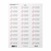 赤いハート白黒ラブ差出人住所 ラベル (フルシート)