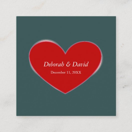赤いハート石板グレー結婚スクリプト エンクロージャーカード (正面)