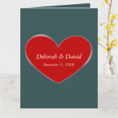 赤いハート石板グレー結婚スクリプト カード (黄色い花)