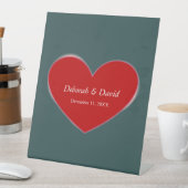 赤いハート石板グレー結婚スクリプト 台座サイン (インサイチュ)