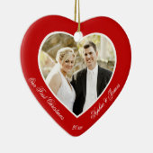 赤いハート私たちの初めてのクリスマスオーナメント セラミックオーナメント (右)