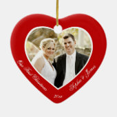 赤いハート私たちの初めてのクリスマスオーナメント セラミックオーナメント (裏面)
