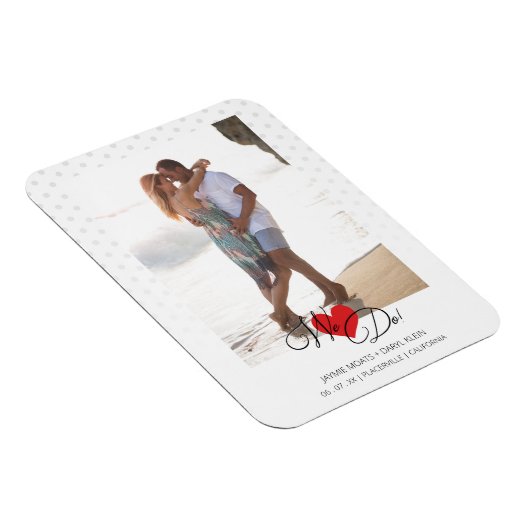 赤いハート私たちは引用文水玉模様写真結婚の マグネット (右側)