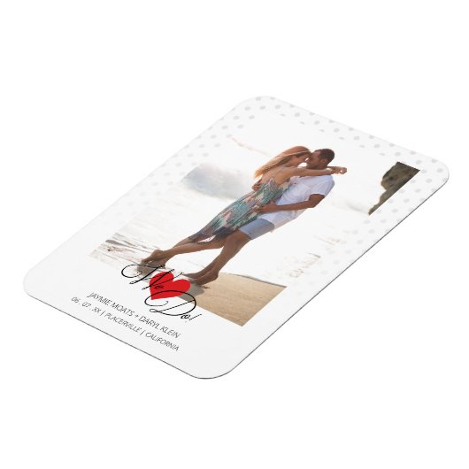 赤いハート私たちは引用文水玉模様写真結婚の マグネット (左側)