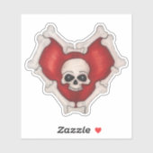 赤いハート筋肉の骨ハート形状スカル シール (シート)