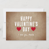 赤いハート素朴ハッピーバレンタインデーボーイフレンド シーズンカード (正面)