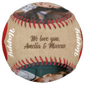 赤いハート素朴ハッピーパパの日パパ2写真 ソフトボール (裏面)