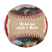 赤いハート素朴ハッピーパパの日パパ2写真 野球ボール (裏面)