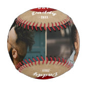 赤いハート素朴ハッピーパパの日パパ2写真 野球ボール (正面)